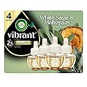 Air Wick Vibrant Plug-In Scented Oil Refills, 4 Count, White Sage & Mahogany, Air Fresheners, Essential Oils