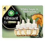 Air Wick Vibrant Plug-In Scented Oil Refills, 4 Count, White Sage & Mahogany, Air Fresheners, Essential Oils