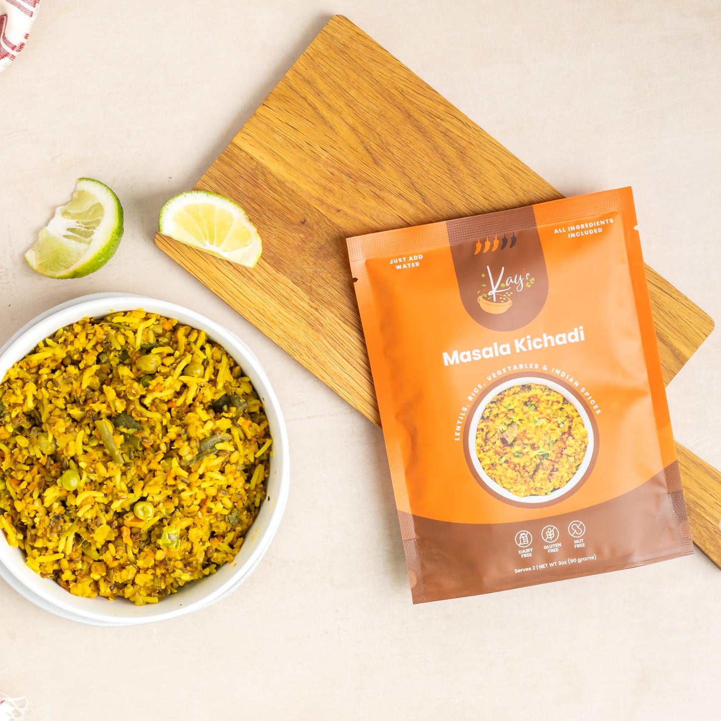 Kay’s Curries Masala Kichadi Meal Kit with Premium Rice and Lentils, Authentic Indian Comfort Food, Vegan and Gluten-Free One-Pot Healthy Dinner, Seed Oil-Free and Nut-Free, 2 Servings