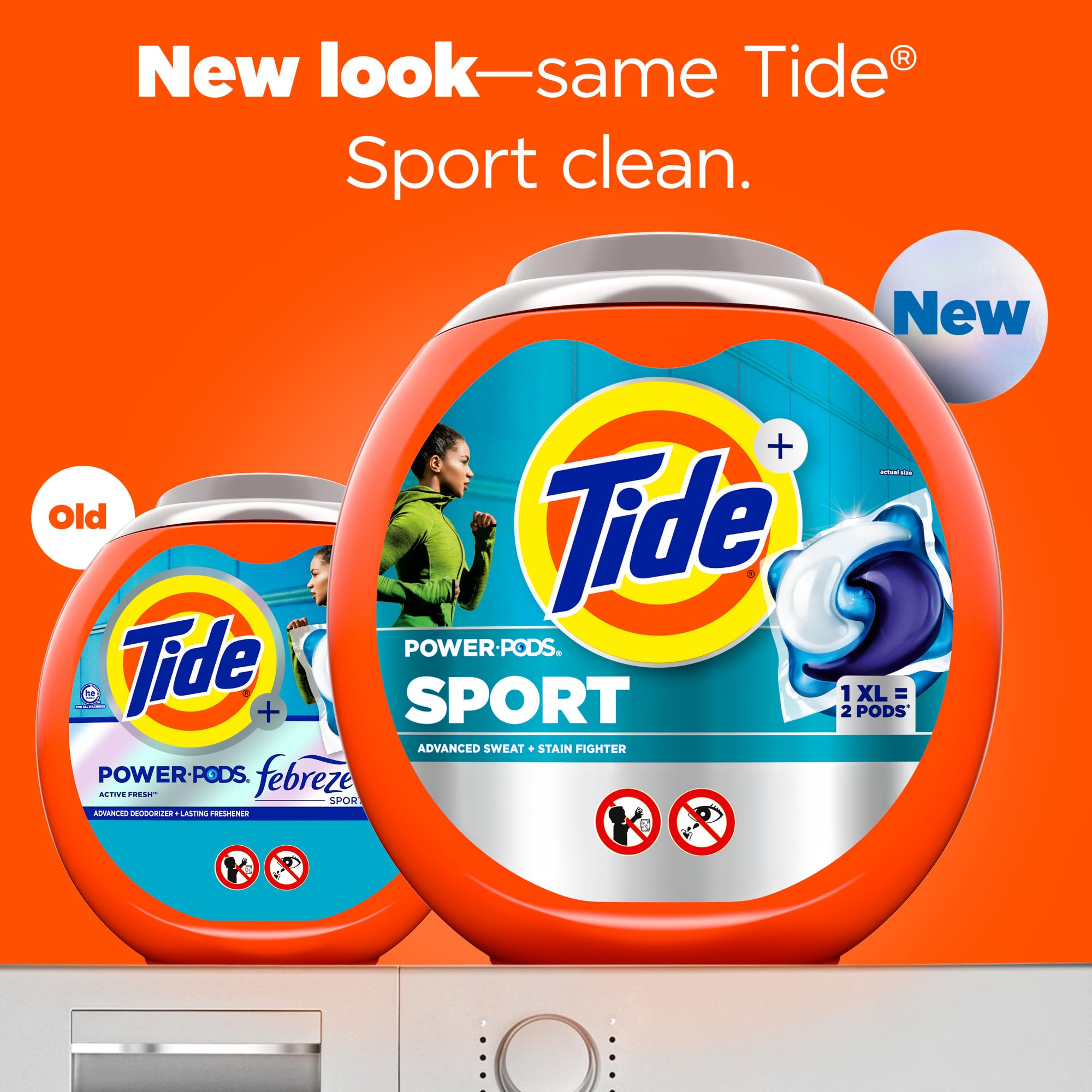 Tide Power Pods Sport Laundry Detergent Pacs, 45 Count, Advanced Sweat + Stain Fighter
