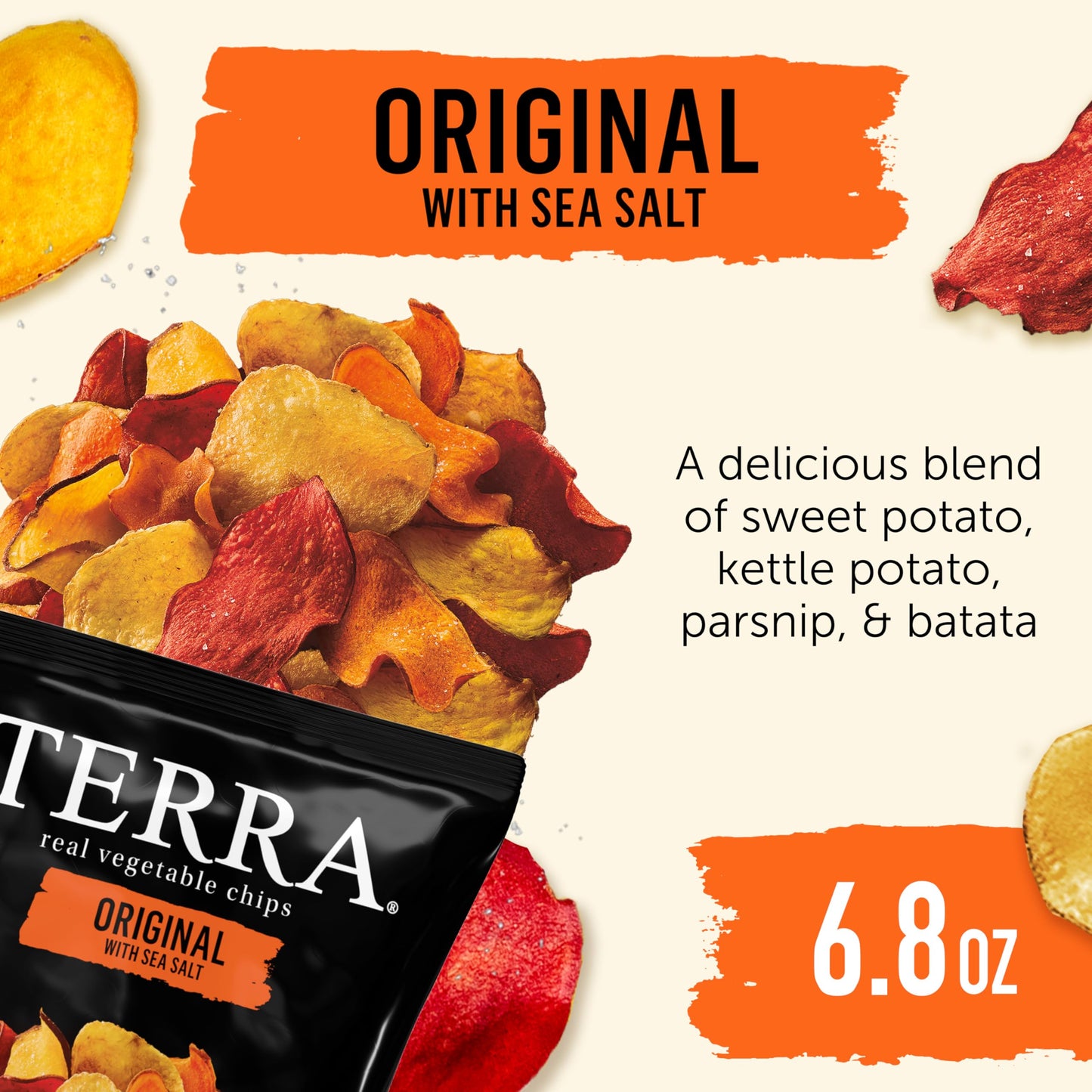 Terra Vegetable Chips, Original Chips with Sea Salt, 6.8 Oz