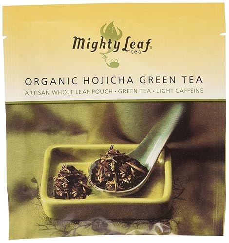 Mighty Leaf Organic Hojicha Green Tea - 100 Count Foil-Wrapped Silken Tea Pouches - Premium Roasted Japanese Green Tea with Smooth, Toasty Flavor