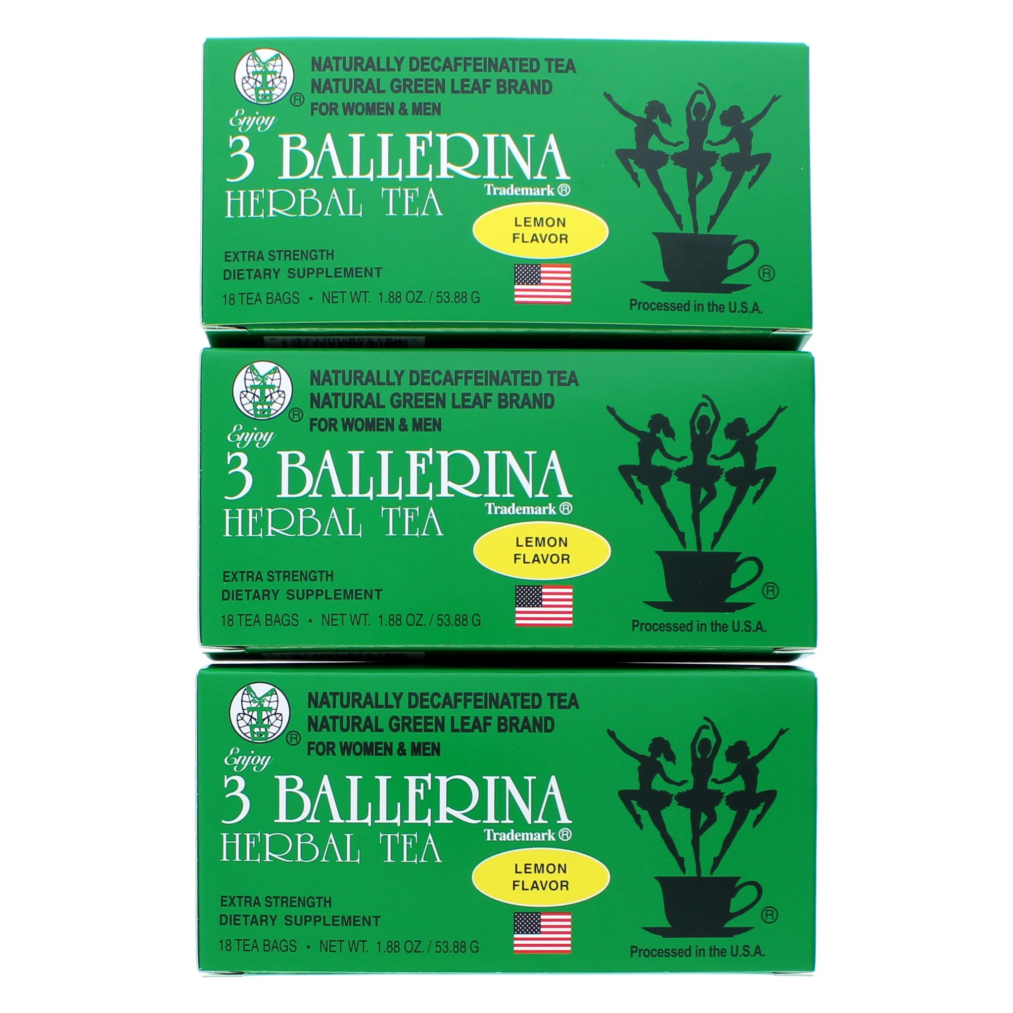 3 BALLERINA TEA DIETERS DRINK EXTRA STRENGH LEMON FLAVOR (3 boxes, 18 tea bags , 1.88 oz ?
