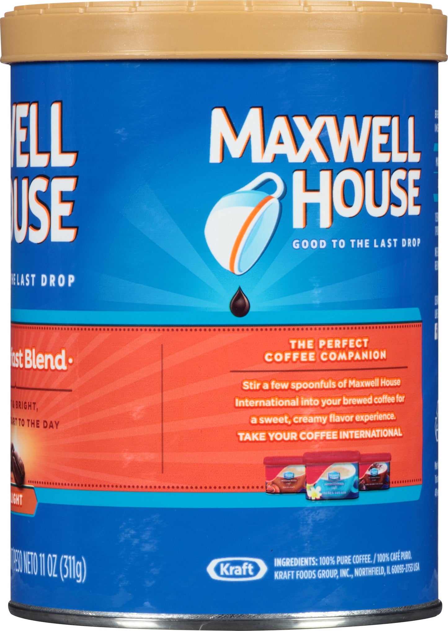 Maxwell House Breakfast Blend Light Roast Ground Coffee (11 oz Canisters, Pack of 3)