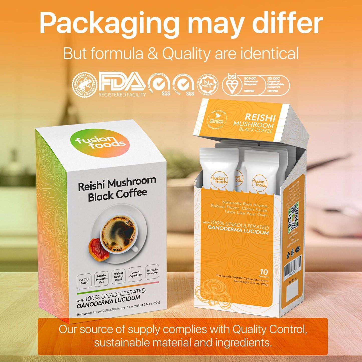 fusion foods Reishi Mushroom Black Coffee by fushion foods|Stay Focus Longer, Zero Jitters & Immune Support with All Natural Unadulterated Reishi