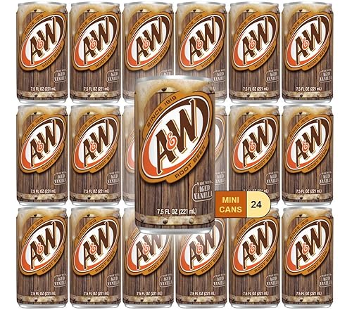 Root Beer Mini Soda Cans, 7.5 oz Soft Drinks Bulk Snacks Pack, Small Refrigerator & Snack Pantry Drink 24 Count Beverage Bedroom & Kitchen Supplies