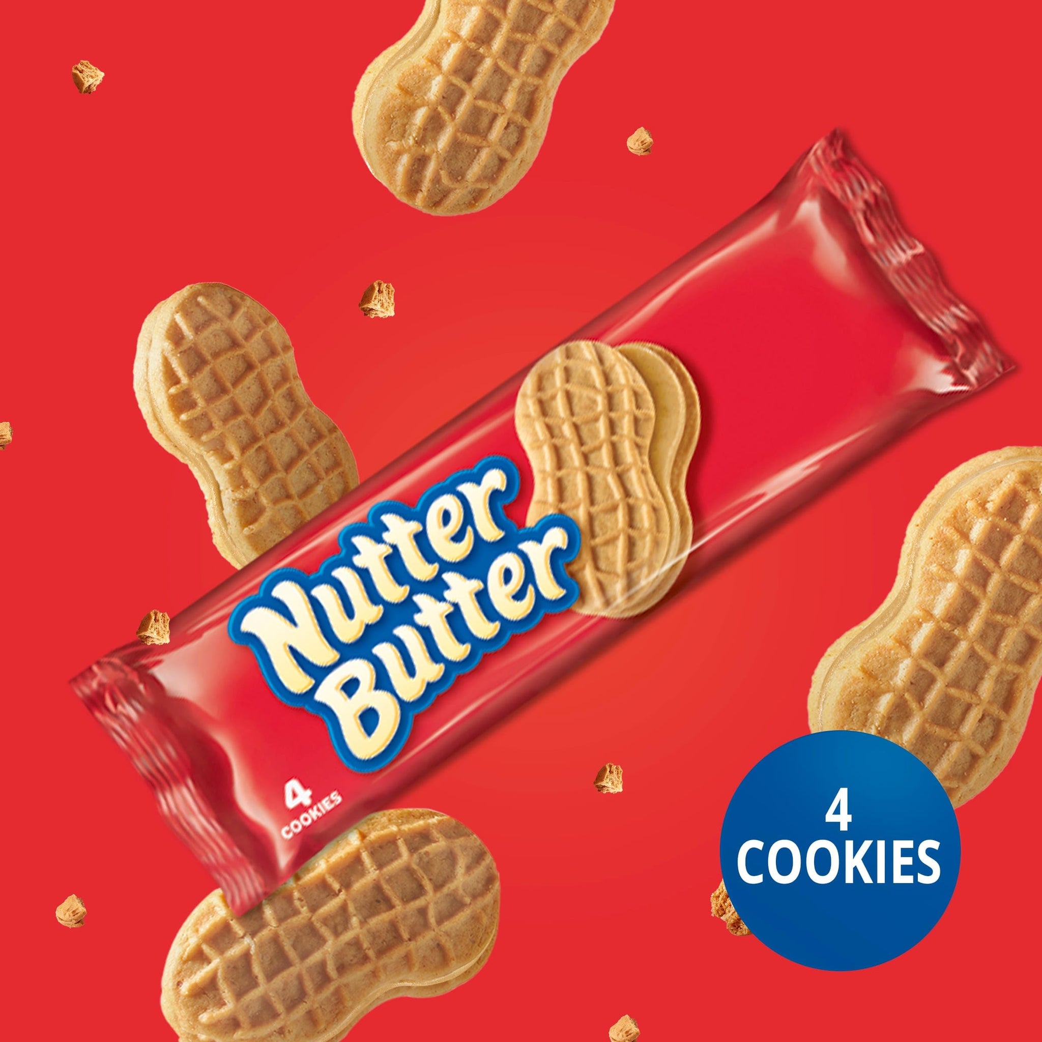 NUTTER BUTTER Peanut Butter Sandwich Cookies, 10 Snack Packs (4 Cookies Per Pack)