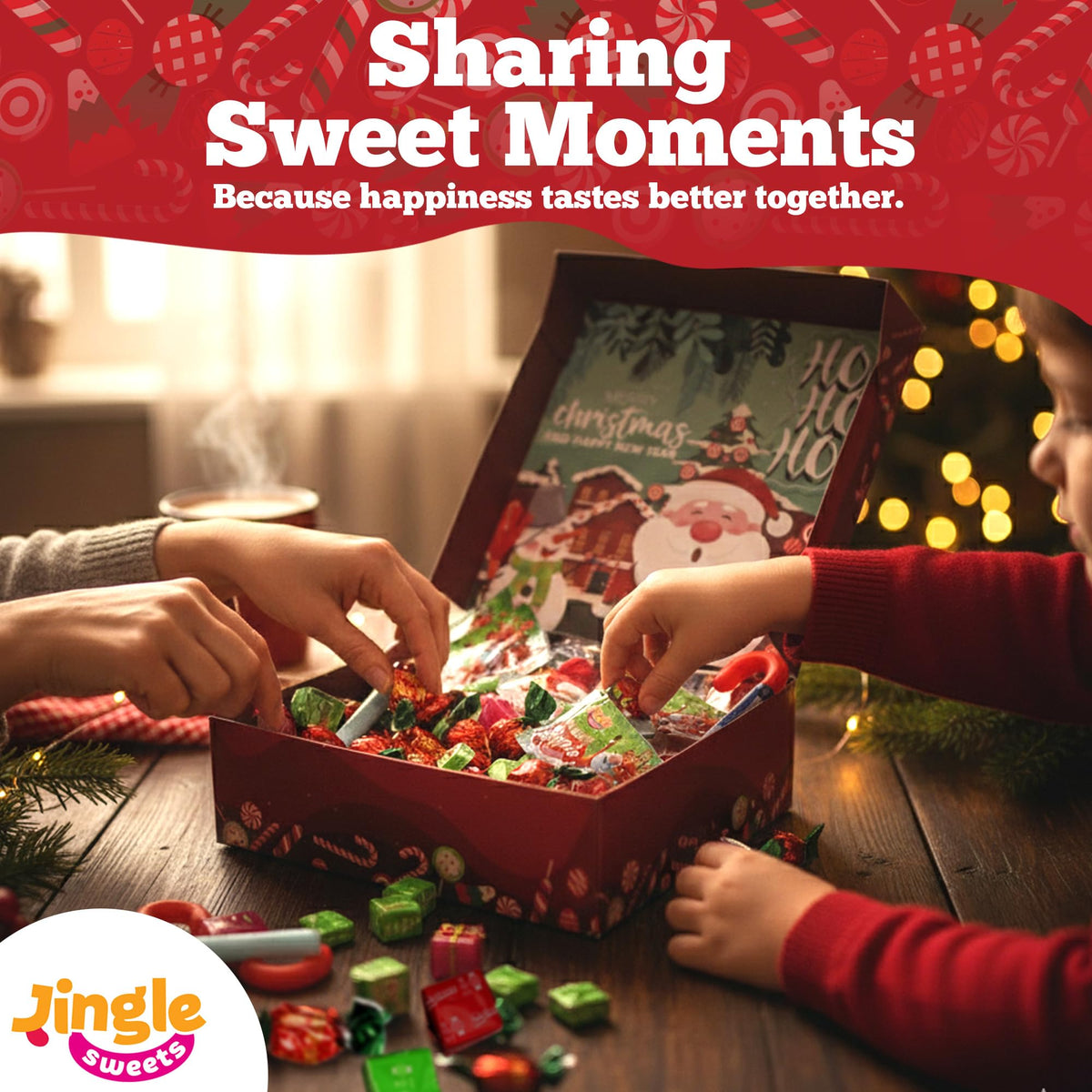 Bulk Candy Variety Pack - Christmas Gift Box - Over 2 Pounds of Festive Holiday Candy - Individually Wrapped Assorted Treats in a Beautiful Christmas