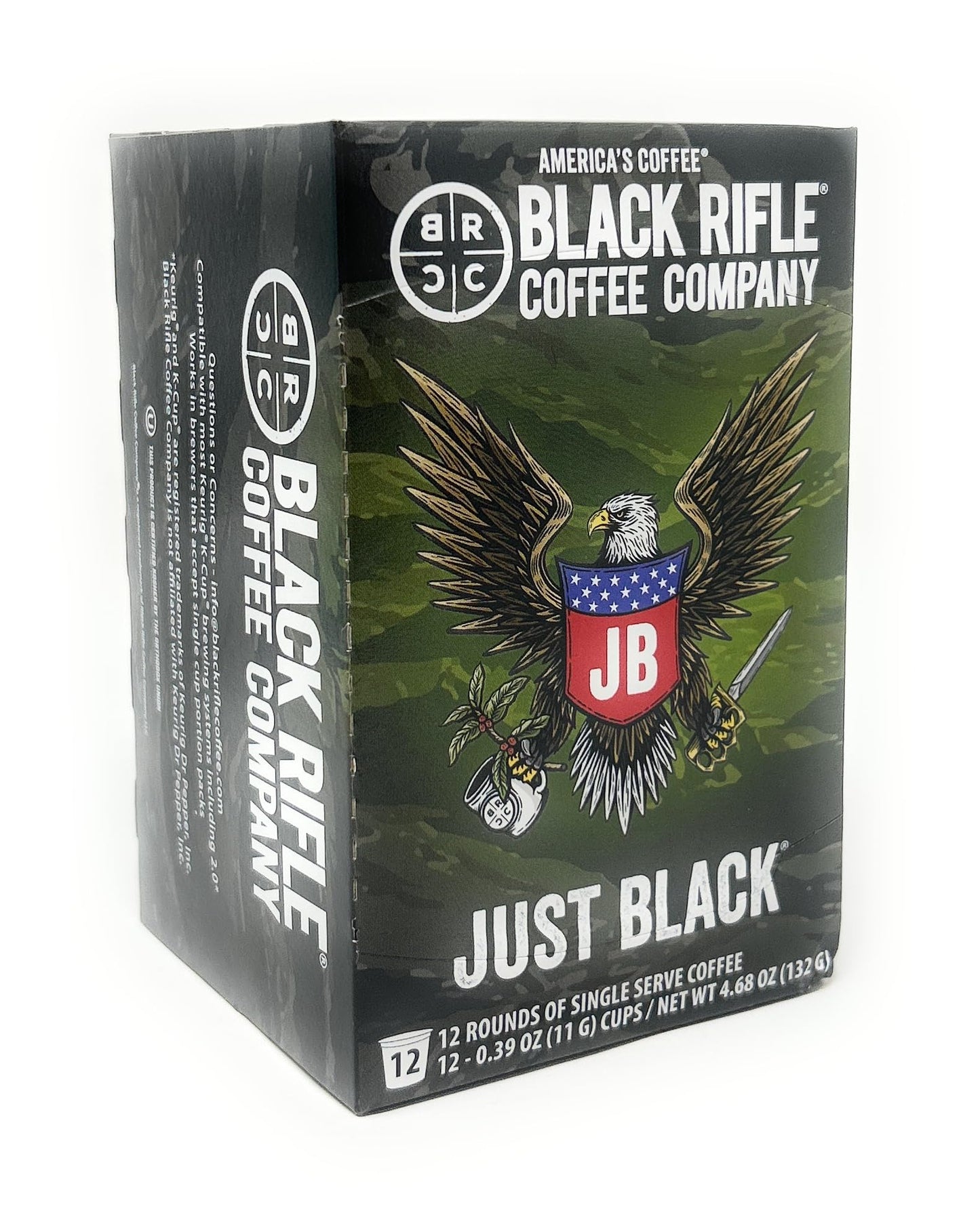 Black Rifle Coffee Company Just Black Single Serve Pods Medium Roast - 12 count - Roasted in the USA