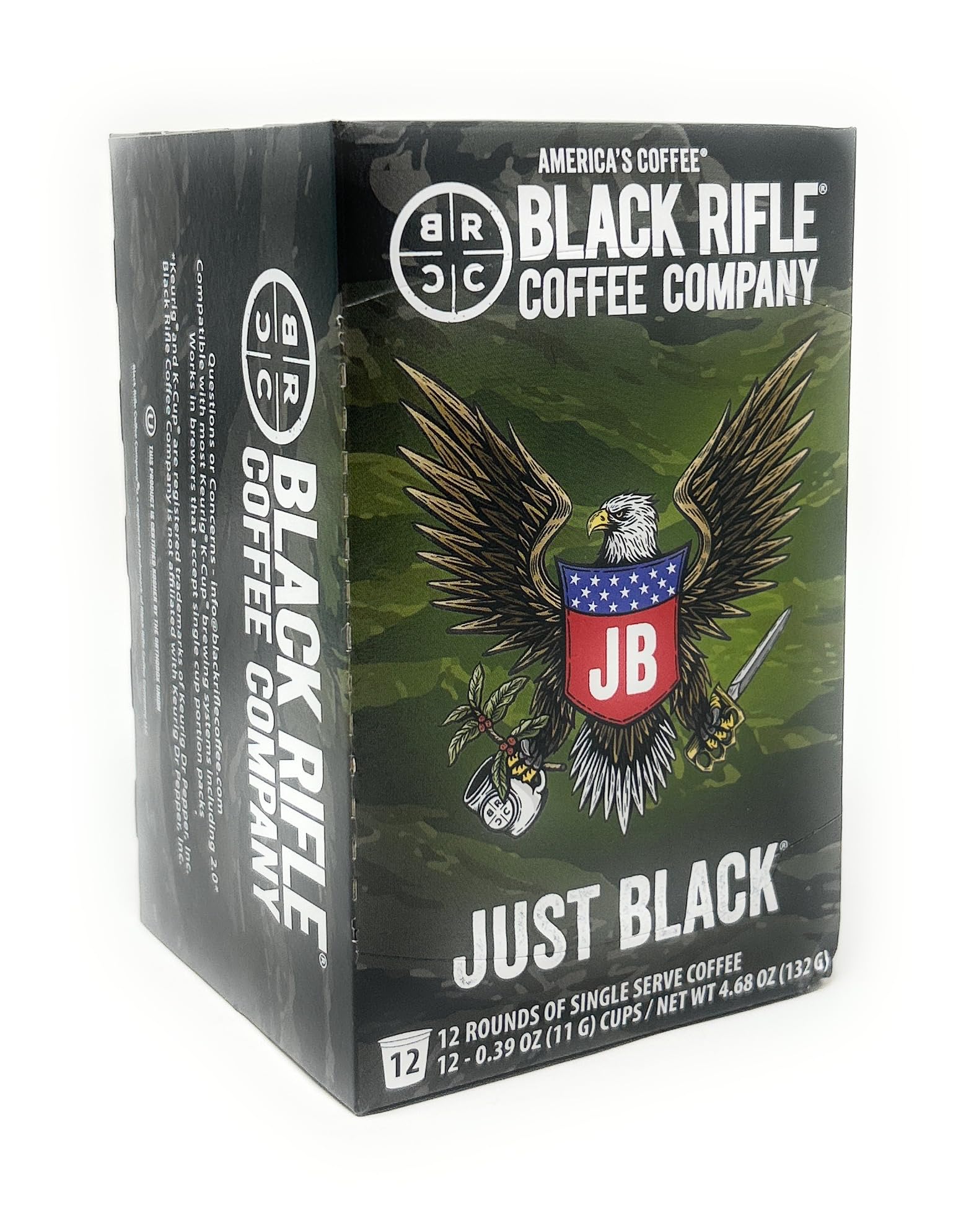 Black Rifle Coffee Company Just Black Single Serve Pods Medium Roast - 12 count - Roasted in the USA
