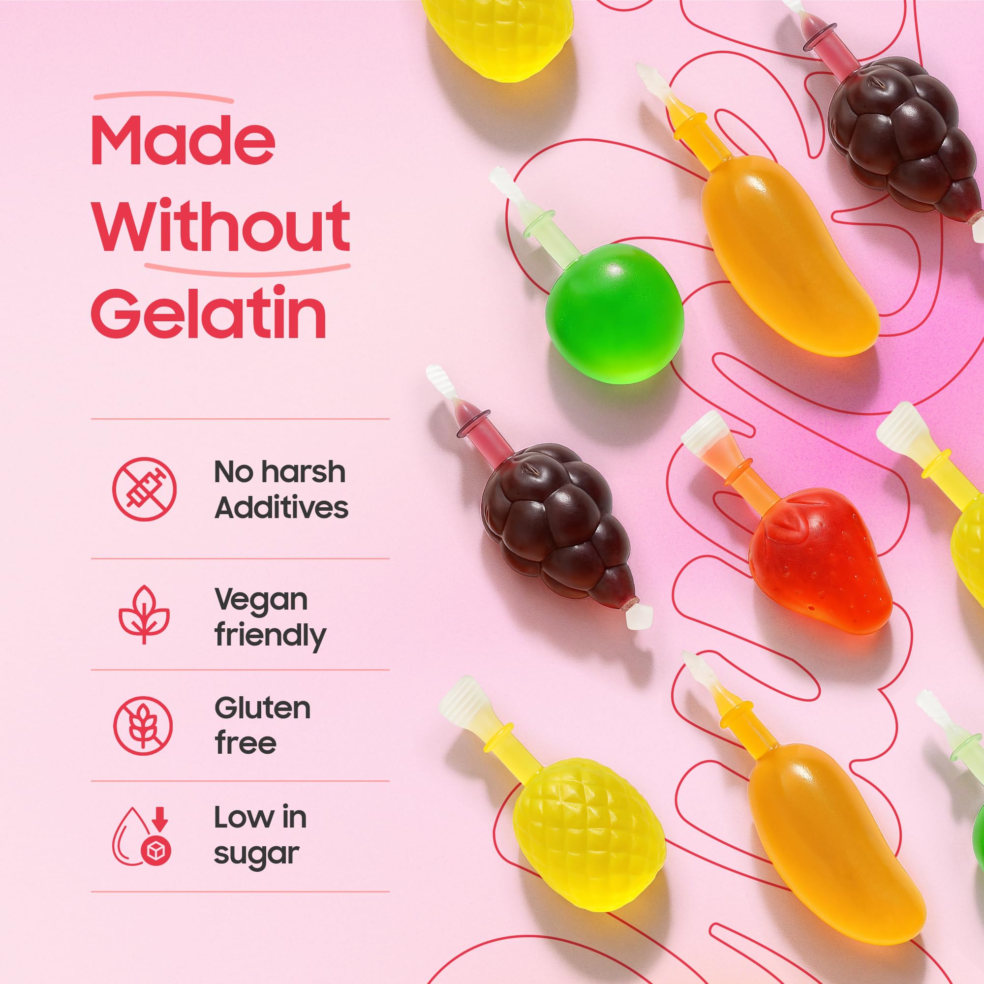 Fruit Jelly Candy 2 lbs | Mixed Fruit Jelly - Mango, Strawberry, Apple, Pineapple, and Grape | Popping Squeeze Jellies | Viral Candy from Tiktok |