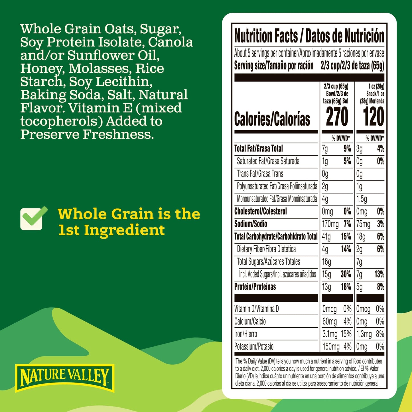 Nature Valley Protein Granola, Oats and Honey Granola, Resealable Snack Pouch, 11 oz