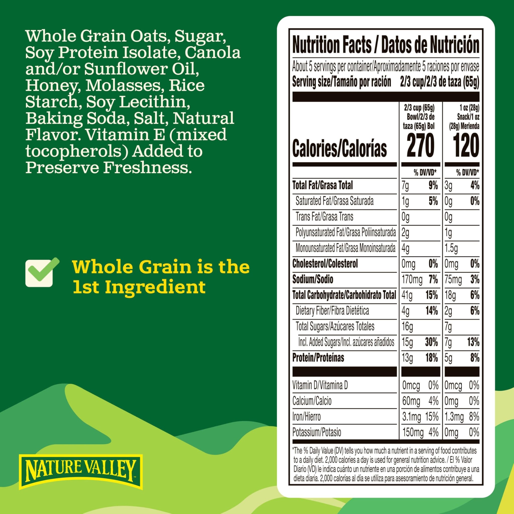 Nature Valley Protein Granola, Oats and Honey Granola, Resealable Snack Pouch, 11 oz