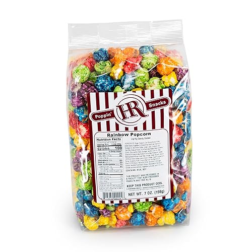 Rainbow Popcorn-Party Popcorn, Birthday popcorns - Candy Popcorn | 6 Pack | HR Poppin Snacks - Made in USA - Nebraska popcorns