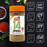 Badia 14 Spices Salt-Free All Purpose Seasoning, 4.25 oz - Savory Blend of Garlic, Onion, Herbs, Spices & Peppers