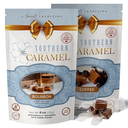 Southern Caramel Gourmet Caramel Bundle, Bold Coffee & Smooth Bourbon, Rich Buttery Caramels, Handcrafted, Small Batch, Gluten Free, No Corn Syrup