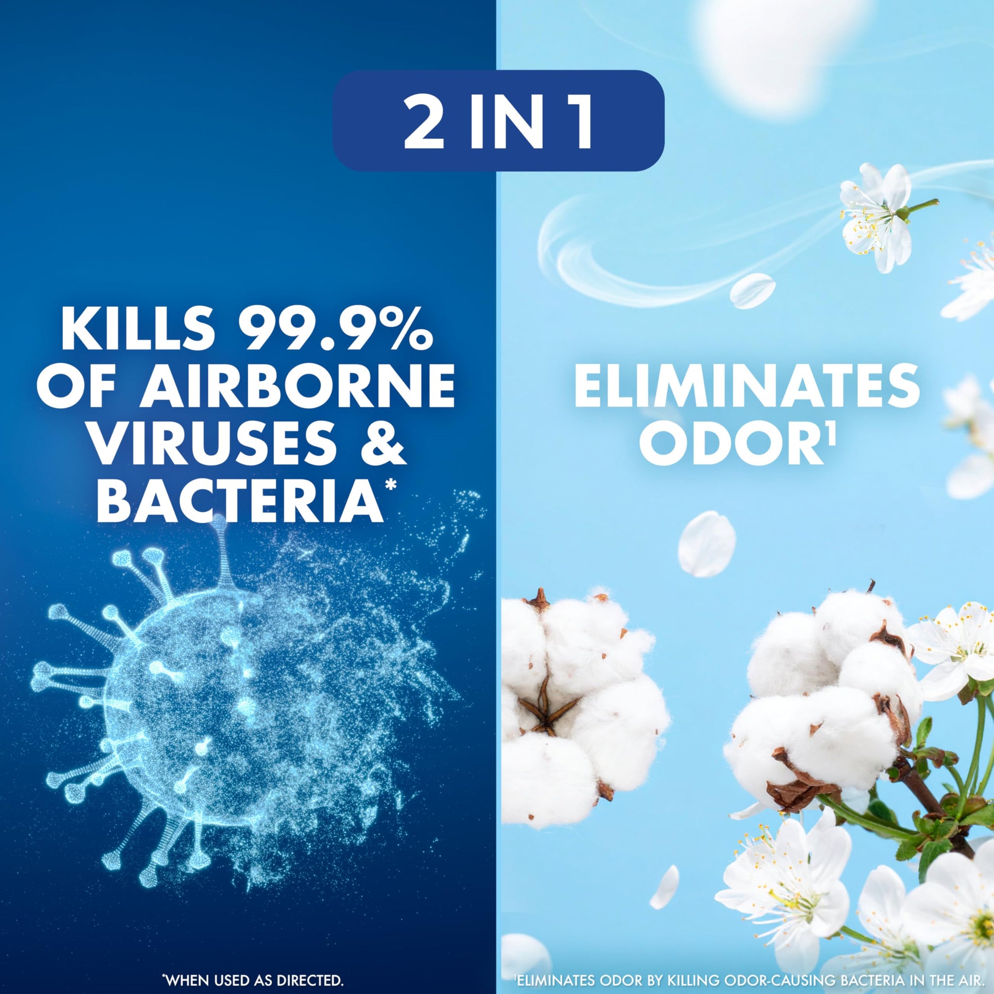 Lysol Air Sanitizer with Bacterial Odor Eliminator for Home & Office, Air Freshener Alternative, Cotton Blossom Scent, 10 oz (Pack of 3)