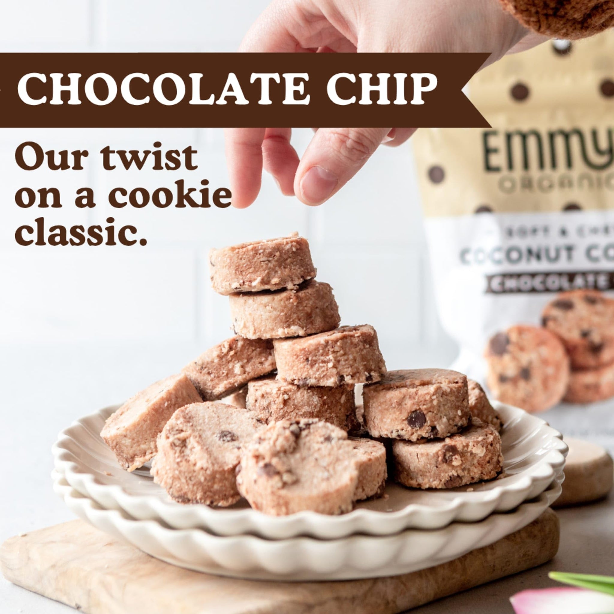 Emmy's Organics Chocolate Chip Coconut Cookies (Pack of 2)| Gluten-Free, Organic, Vegan, Paleo-Friendly