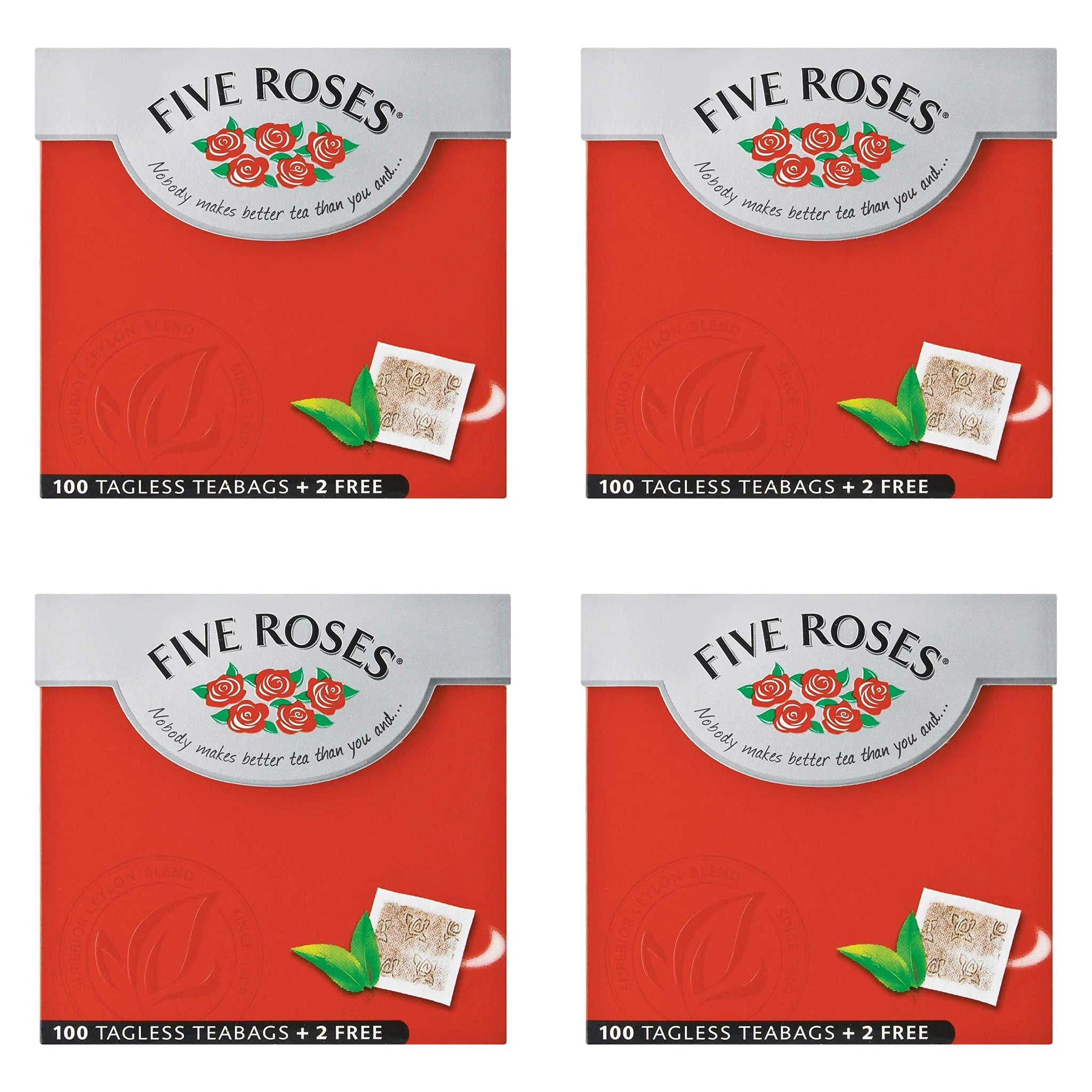 Five Roses Tea, 102 Tagless Teabags (Pack of 4)
