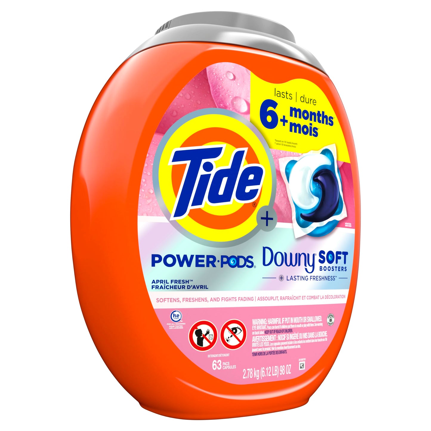 Tide Power PODs + Downy Laundry Detergent Pods, 63 Count, Soft Boosters + April Fresh