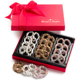 Chocolate Pretzel Gift Basket - Dark Chocolate Covered Pretzels in Elegant Gift Box - Gourmet Kosher Gift for Him or Her, Birthdays, Anniversaries