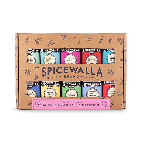 Spicewalla Essential Spices and Seasonings Set 10 Pack Variety | Garlic, Onion, Paprika, Crushed Red Pepper, Oregano, & more| Kitchen Cooking Set