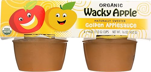 Wacky Apple, Applesauce Golden Organic, 4 Ounce, 4 Pack