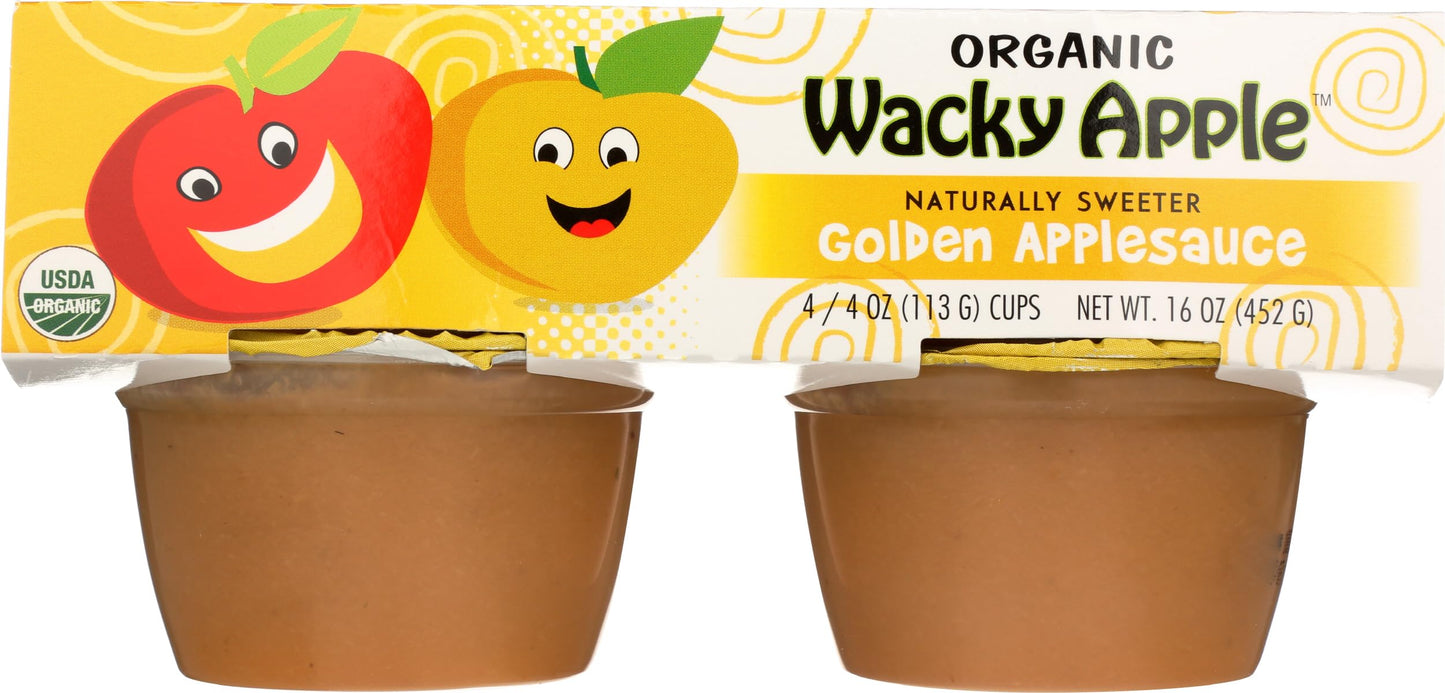 Wacky Apple, Applesauce Golden Organic, 4 Ounce, 4 Pack