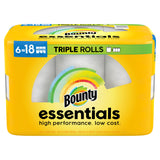 Bounty Essentials Select-A-Size Paper Towels, White, 6 Triple Rolls = 18 Regular Rolls
