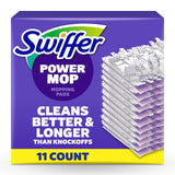Swiffer PowerMop Multi-Surface Mopping Pad Refills for Floor Cleaning, 11 Count, White/Purple