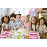 Party Solids Pink Plates Disposable Pink Plastic Plates 100 Pieces - 50-7" & 50-9" Heavy Duty 350 GSM Disposable Dinnerware Sets, Plastic Dinnerware