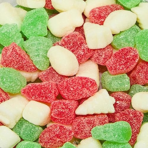 Christmas Shaped Candy - Festive Bells, Santa, Snowmen, and Trees - Jelly Christmas Gummies - Cherry, Lime, and Butterscotch Flavored Holiday Jellies