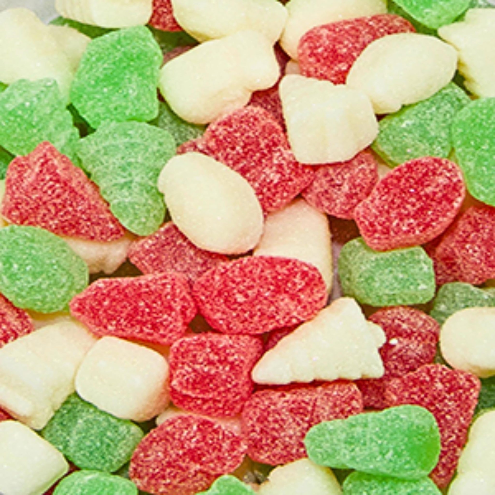 Christmas Shaped Candy - Festive Bells, Santa, Snowmen, and Trees - Jelly Christmas Gummies - Cherry, Lime, and Butterscotch Flavored Holiday Jellies