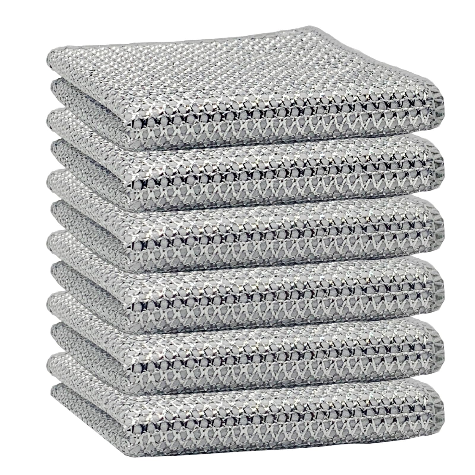 Giubog 6 Pcs New Upgrade 3-Layer Metal Dish Cloth,Non Scratch Wire Dishcloth,Steel Wool Scrubber,Kitchen Cleaning DishRags,Sinks,Dishes,Stove Top.