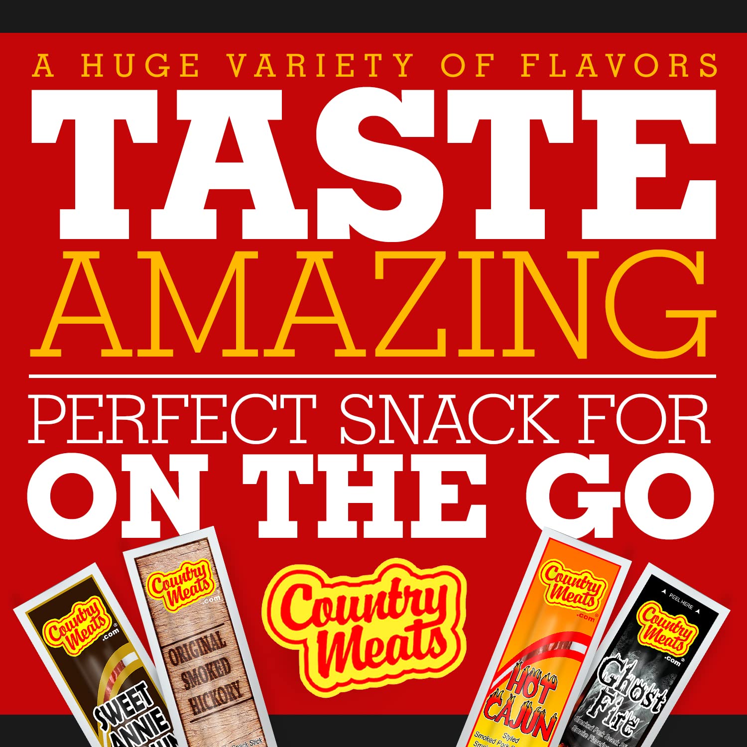Country Meats, Meat Sticks, USDA Certified, 0 Trans Fat, Low Carb, High Protein, Keto Snack, Keto Friendly (10 Sticks, Sweet BBQ)
