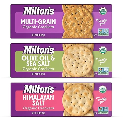 Milton's Organic Crackers Variety Bundle (Multi-Grain, Olive Oil & Sea Salt, Himalayan Salt) - Certified Organic, Non-GMO Project Verified, Kosher