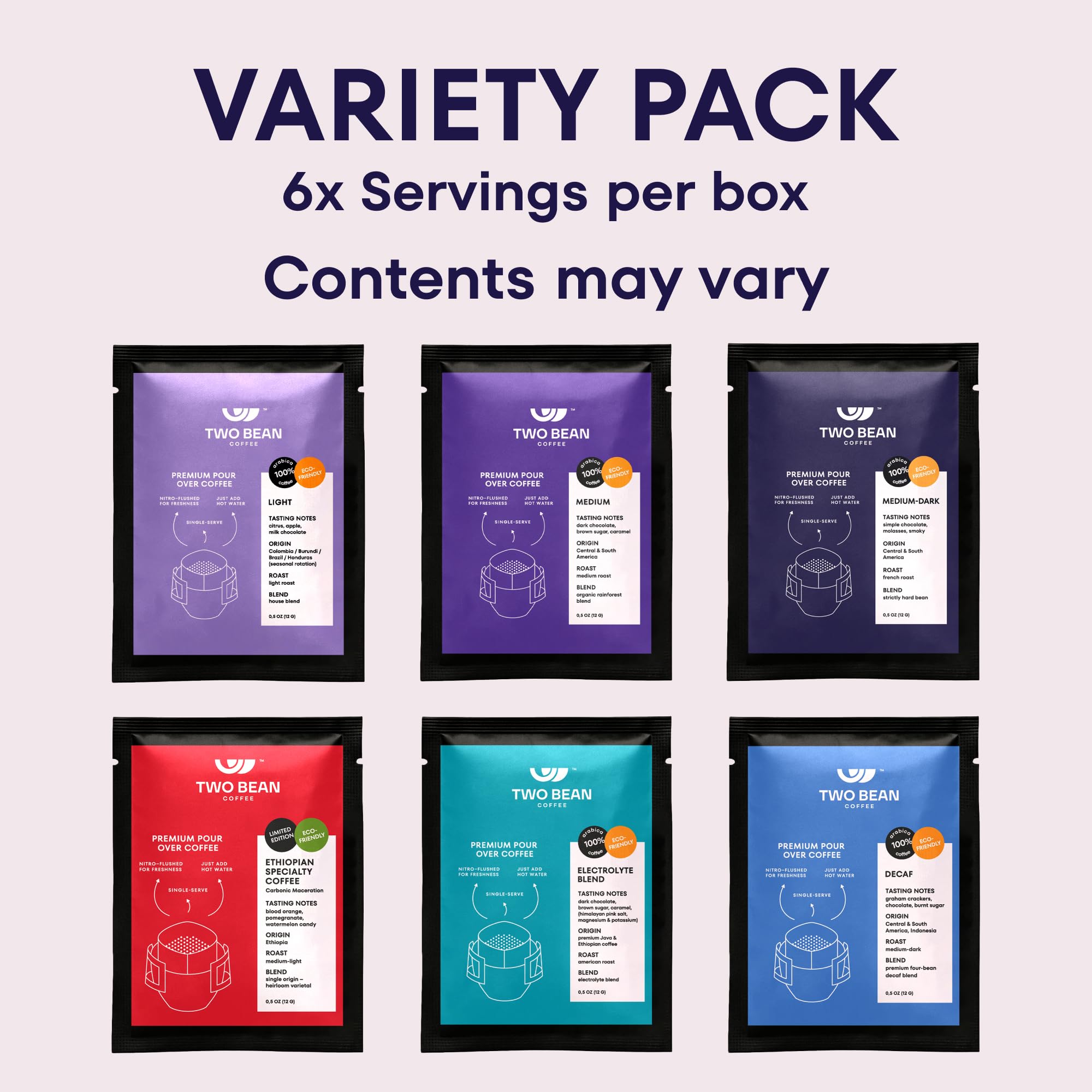 Premium Drip Coffee Packets - Special Edition Collection Gourmet Arabica - 6-Pack Japanese Pour Over for Gifts Travel Office