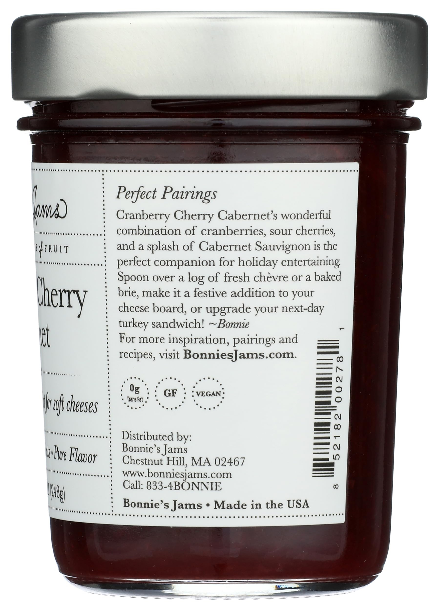 BONNIES JAMS Jam Cranberry Cherry Cabernet, 8.75 OZ