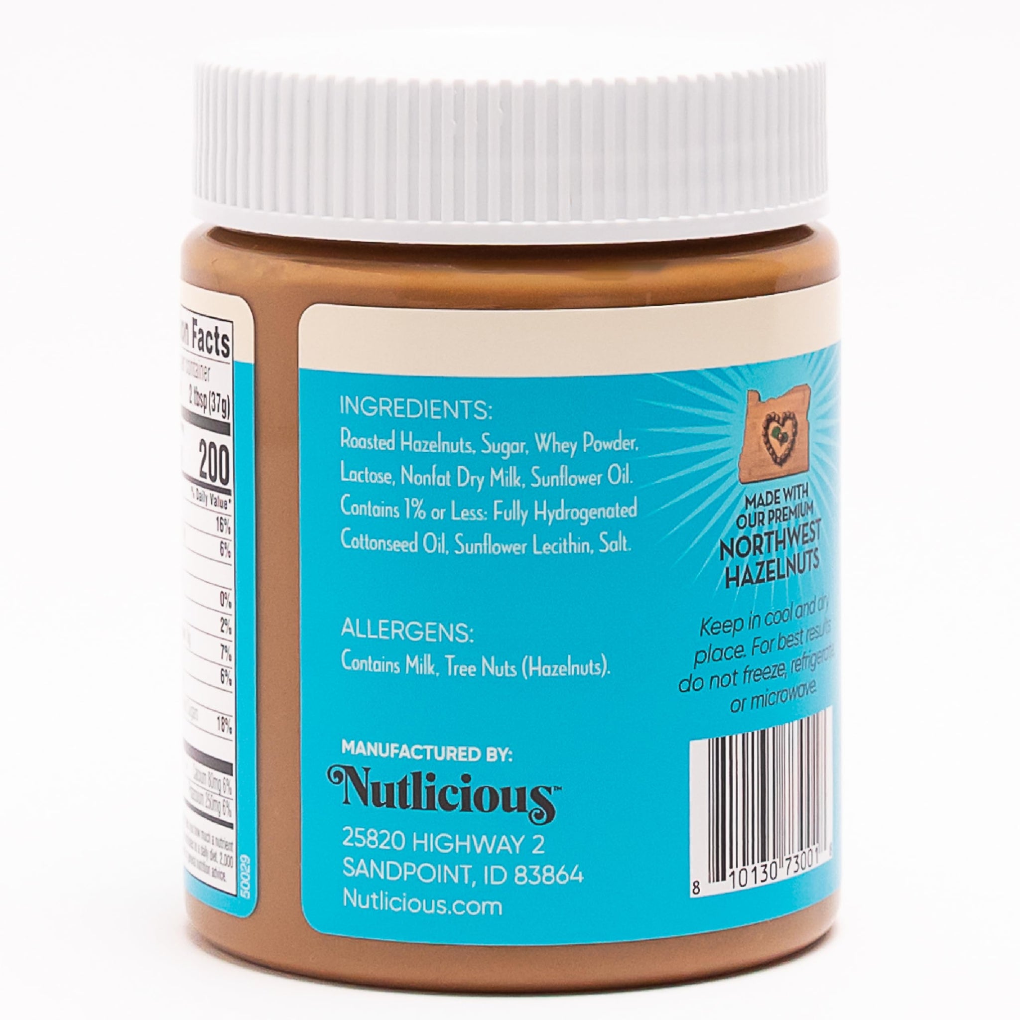 NUTLICIOUS Hazelnut Butter Spread (13 oz), Spreadable Roasted Hazelnuts with Silky-Smooth Texture, Made in the USA, No Palm Oil, 4g of Protein