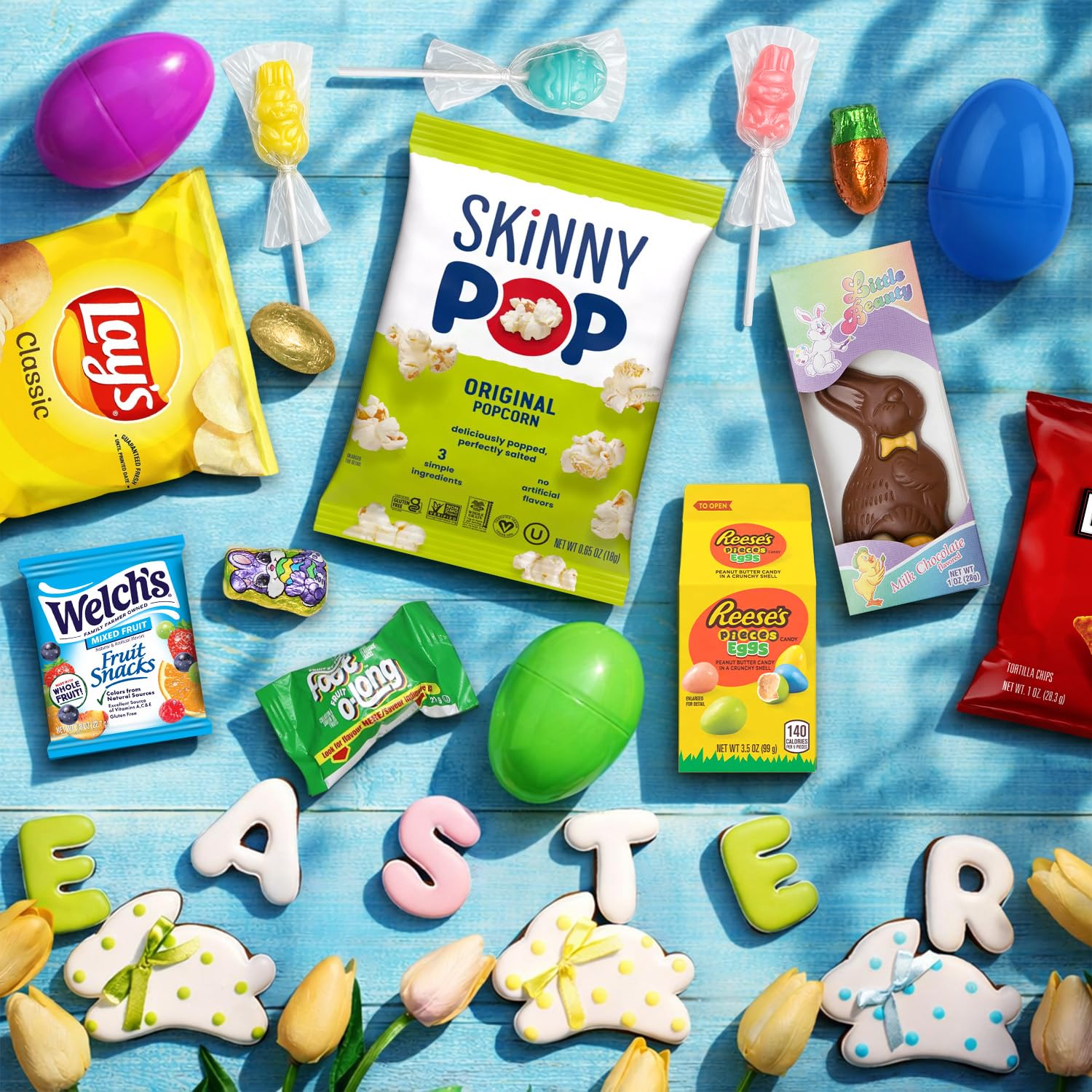 Easter Snacks Care Package Gift Box - Snack Box Gift Basket - Large Variety Snacks, Candy & Treats for College Students, Adults, Kids - 45 Count