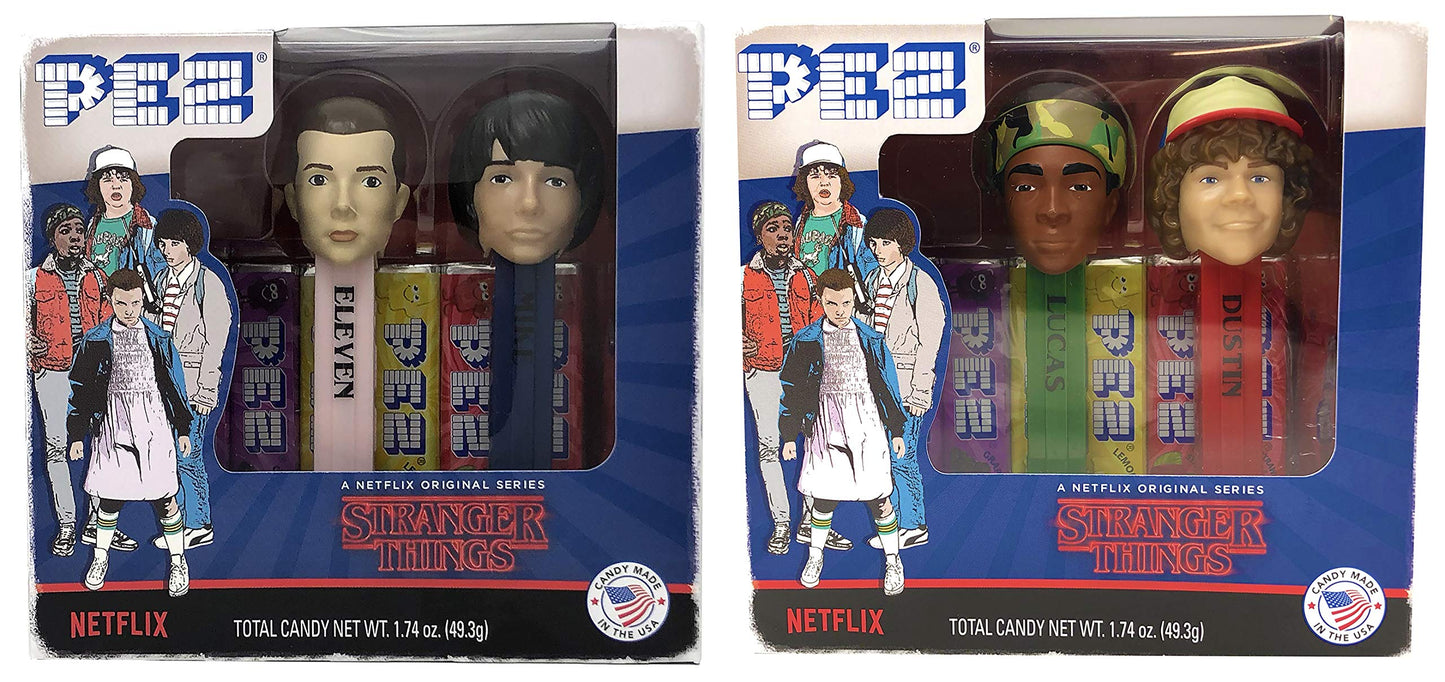 Gift Set Dispensers Plus 12 Candy Refills - Eleven, Mike, Lucas and Dustin Pez Dispensers