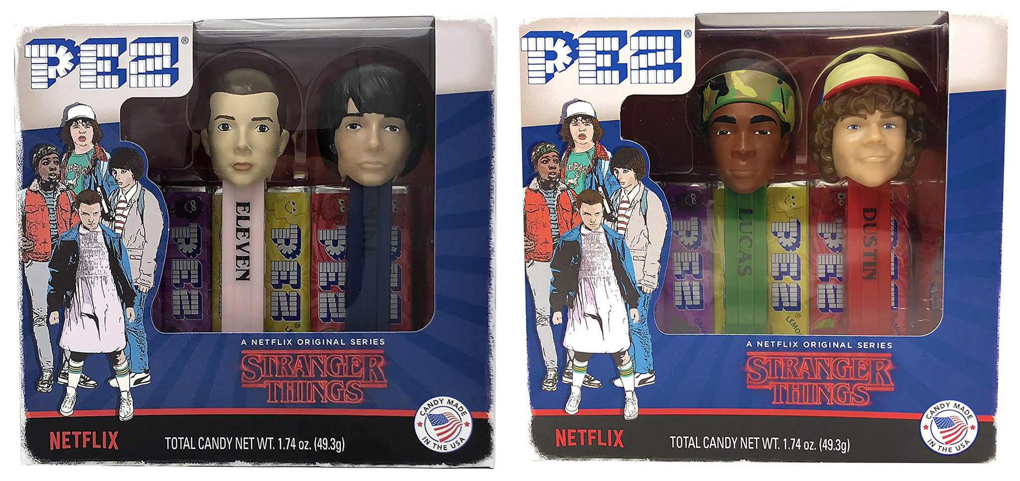 Gift Set Dispensers Plus 12 Candy Refills - Eleven, Mike, Lucas and Dustin Pez Dispensers