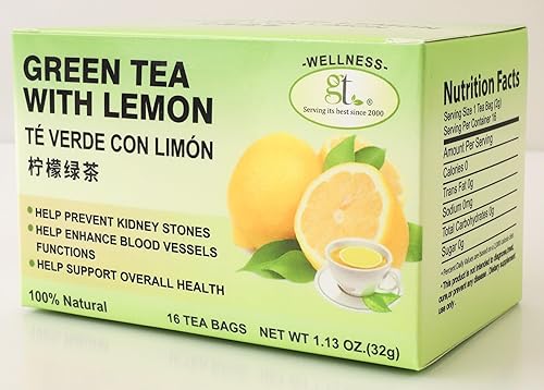 GT Green Tea with Lemon, 1.13 Ounce Box (16 Tea Box)