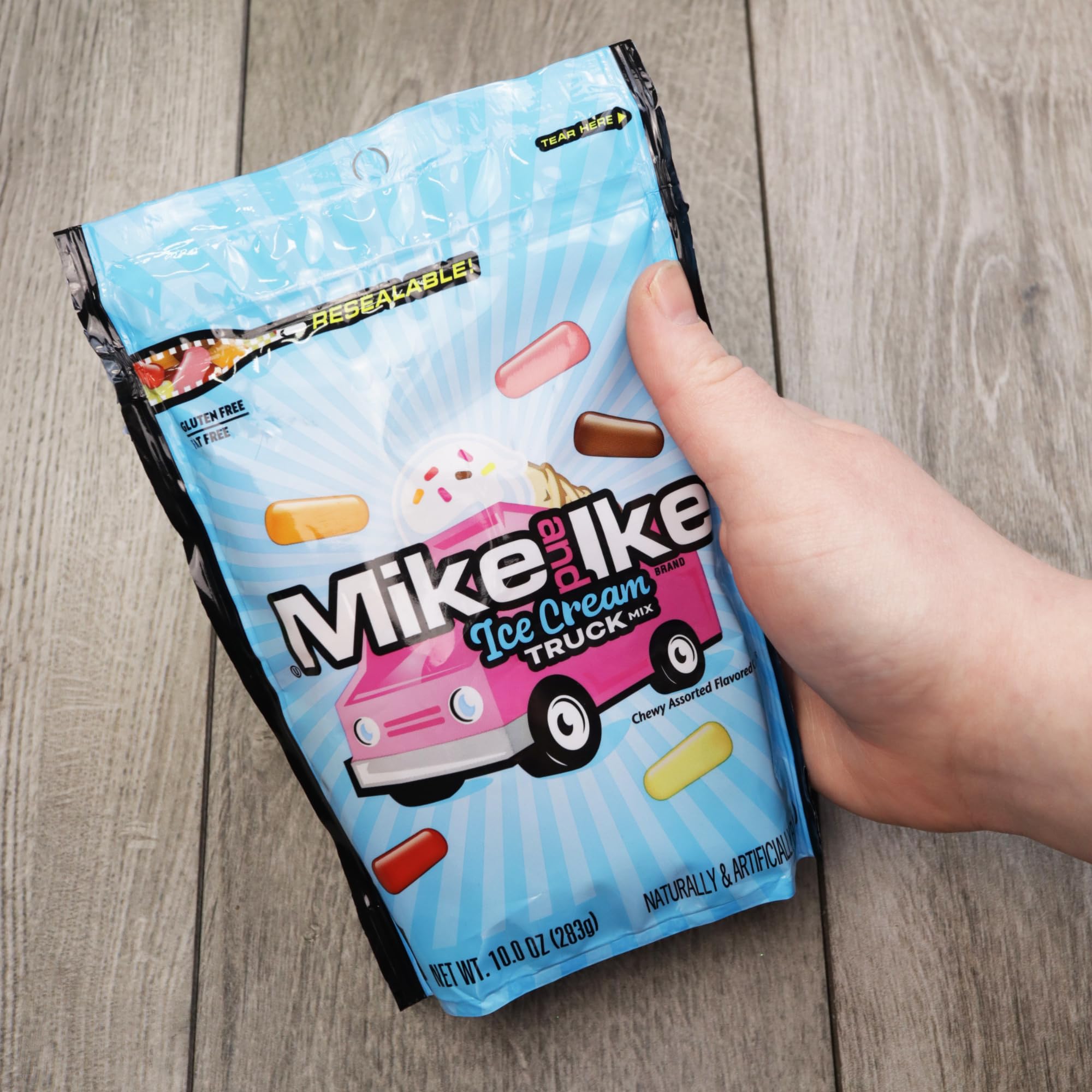 Mike and Ike Ice Cream Truck Mix, Assorted Chewy Candies, Resealable Bag, 10 Ounces