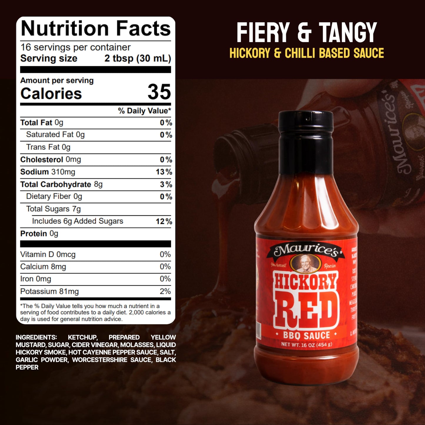 Maurice’s Gourmet Blend Hickory Red BBQ Sauce- Rich, Savory Carolina Barbecue Sauce with Smoke- Authentic Southern Carolina Barbeque Dressing