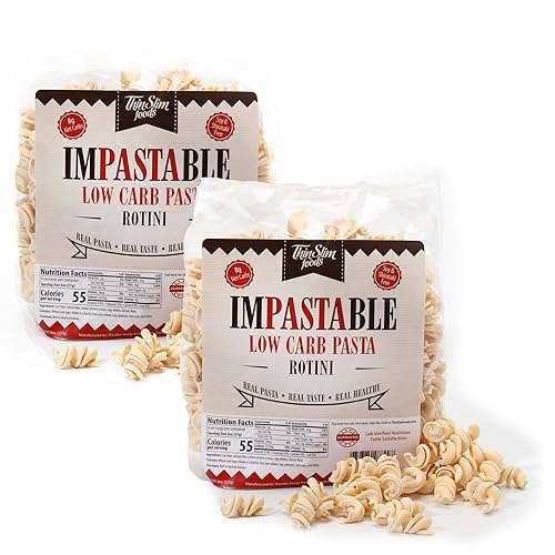 ThinSlim Foods Impastable Low Carb Pasta, Rotini 2pack | 8g Net Carbs | 36g Fiber | 55 Calories | Not Shirataki | No Soy | No Pea or Bean Flour | Real