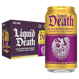 Liquid Death Iced Tea - Slaughter Berry (Raspberry-Flavored Black Tea), Less Sugar*, Boost of Caffeine, B Vitamins, No Artificial Sweeteners, 12 Fl Oz