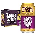 Liquid Death Iced Tea - Slaughter Berry (Raspberry-Flavored Black Tea), Less Sugar*, Boost of Caffeine, B Vitamins, No Artificial Sweeteners, 12 Fl Oz