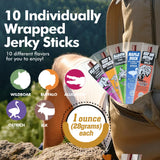 Jerky-n-Spice Wild Game Exotic Meat Sticks (10-Pack) | Ultimate Beef Jerky | Savory Snacks Variety Pack for Adults | Perfect Gifts for Anniversary