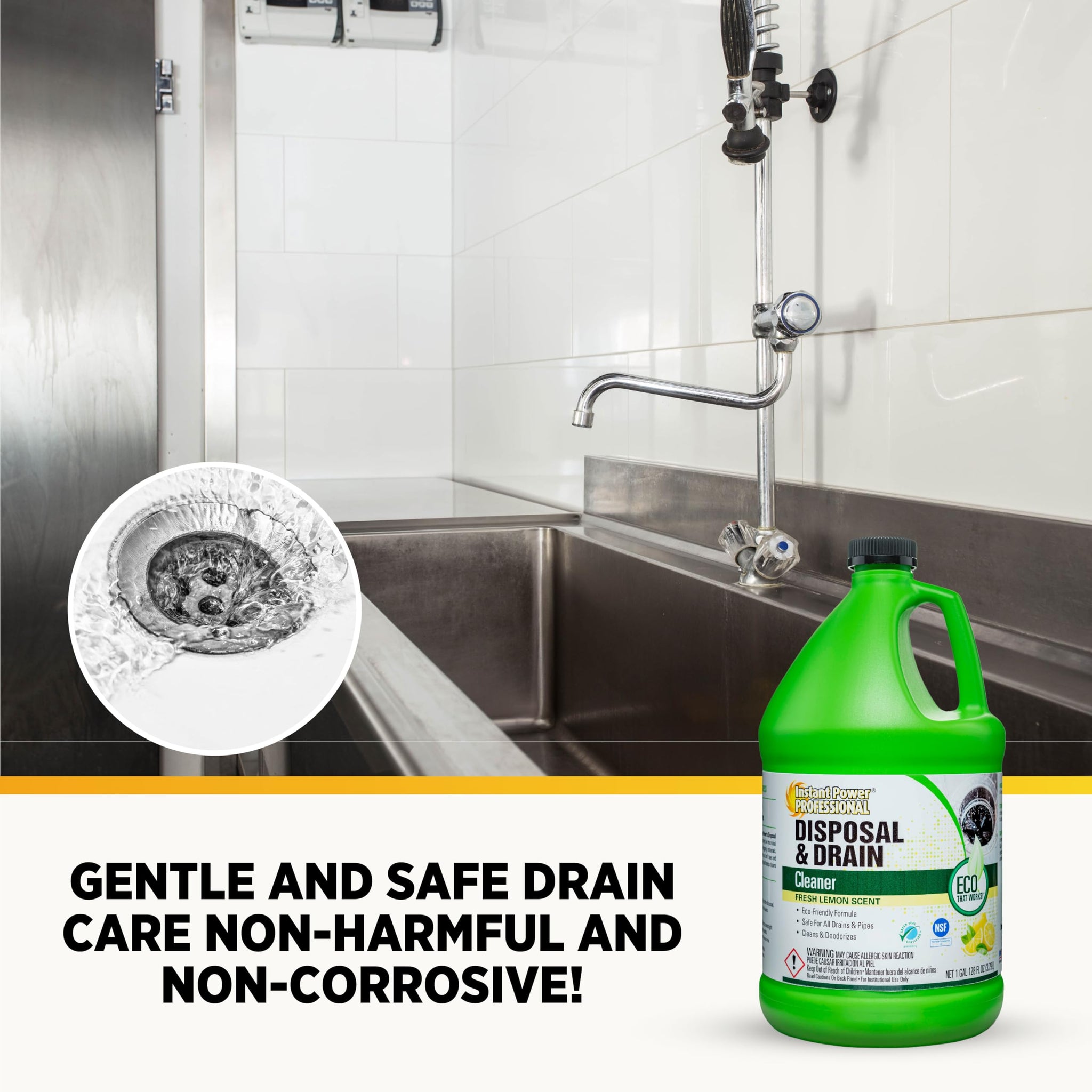 Instant Power Professional Disposal and Drain Cleaner - Keeps all Drains Clear and Running, Cleans and Deodorizes, Safe for Septic Tanks, 1 Gal